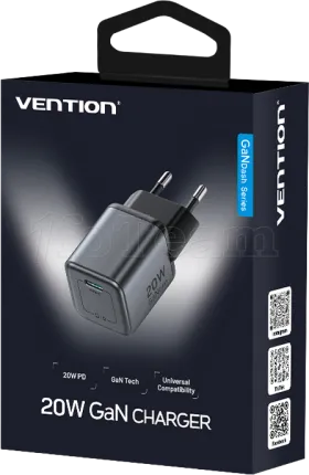 Photo de Chargeur secteur Vention USB-C 20W (Noir)