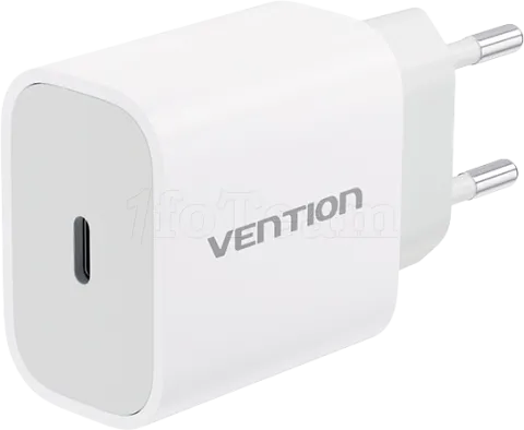 Photo de Chargeur secteur Vention USB-C + Cable USB-C M/M 1m 20W (Blanc)