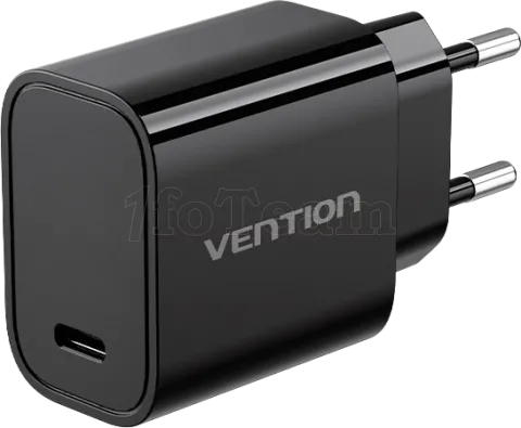 Photo de Chargeur secteur Vention USB-C + Cable USB-C M/M 1m 30W (Noir)