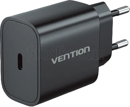 Photo de Chargeur secteur Vention USB-C + Cable USB-C vers Lightning 1m 20W (Noir)