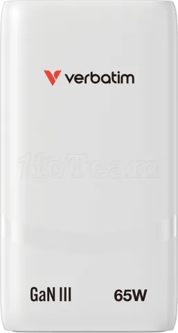 Photo de Chargeur secteur Verbatim Fold'n'Go GaN 2x USB-C 65W (Blanc)