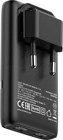 Photo de Chargeur secteur Verbatim Fold'n'Go GaN 2x USB-C 65W (Noir)