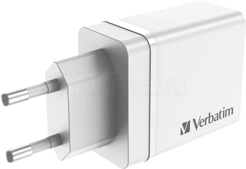 Photo de Chargeur secteur Verbatim GaN 3x ports USB-A + 1x port USB-C 30W (Blanc)