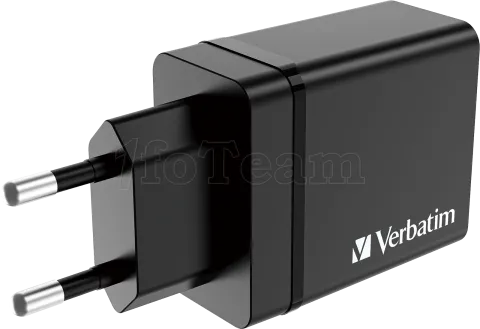 Photo de Chargeur secteur Verbatim GaN 3x ports USB-A + 1x port USB-C 30W (Noir)