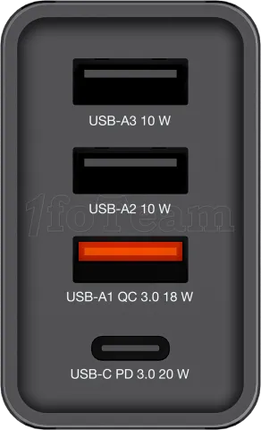 Photo de Chargeur secteur Verbatim GaN 3x ports USB-A + 1x port USB-C 30W (Noir)