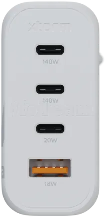 Photo de Chargeur secteur Xtorm Gan2 Ultra 1x port USB-A + 3x ports USB-C 140W (Blanc)