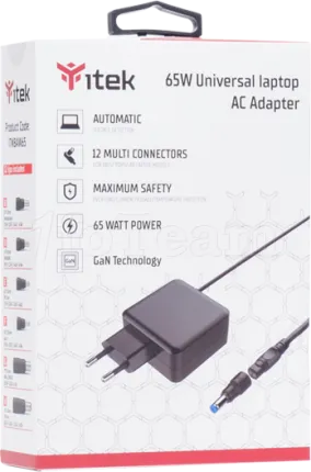 Photo de Chargeur universel Itek Slim pour ordinateur portable 65W (8 embouts)