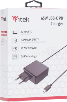 Photo de Chargeur universel Itek Super Slim pour ordinateur portable 65W (USB-C)