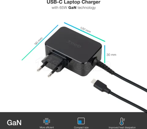 Photo de Chargeur universel TooQ 65W - USB-C (Noir)