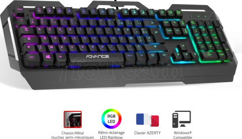 Photo de Clavier Gamer Advance semi-mécanique GTA 250 RGB (Noir)