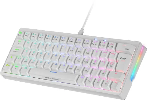 Photo de Clavier Gamer mécanique (Blue Switch) Mars Gaming MKMiniPro TKL RGB (Blanc)