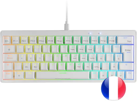 Photo de Clavier Gamer mécanique (Brown Switch) Mars Gaming MKMiniPro (Blanc)