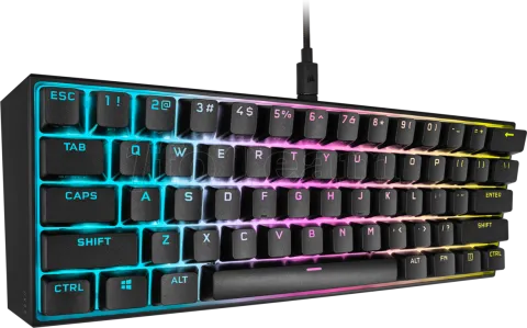 Photo de Clavier Gamer mécanique (Cherry MX Red) Corsair K65 Mini 60% RGB (Noir)