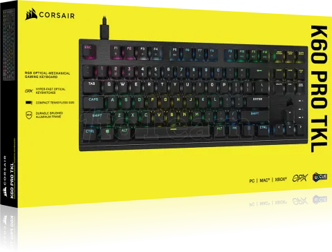 Photo de Clavier Gamer mécanique (Corsair OPX) Corsair K60 Pro TKL RGB (Noir)