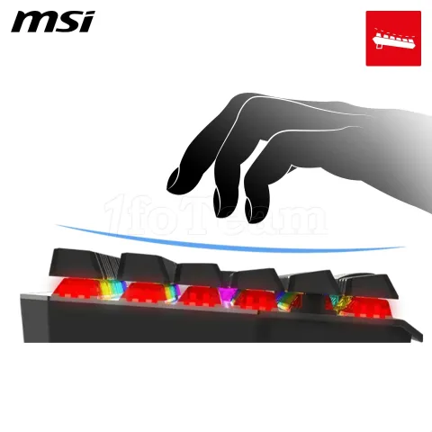 Photo de Clavier Gamer mécanique (Kailh Midnight Pro Silent) MSI Strike 600 RGB (Gris/Noir)