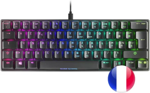 Photo de Clavier Gamer mécanique (Outemu Pro Blue) Mars Gaming MK Mini RGB (Noir)