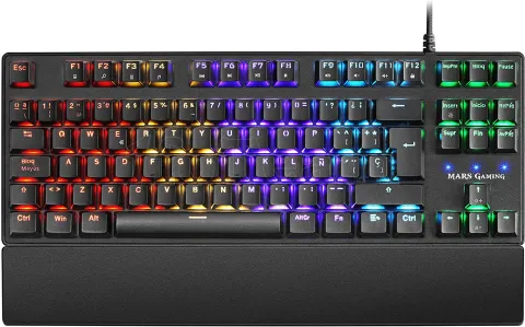 Photo de Clavier Gamer mécanique (Outemu Red Switch) Mars Gaming MKXTKL RGB (Noir)