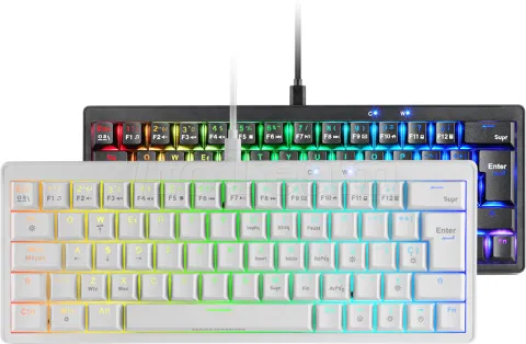 Photo de Clavier Gamer mécanique (Yellow Silent) Mars Gaming MKMiniPro RGB (Blanc)