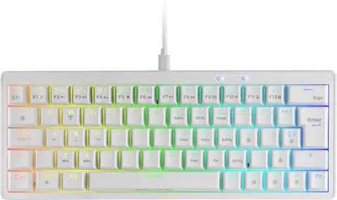 Photo de Clavier Gamer mécanique (Yellow Silent) Mars Gaming MKMiniPro RGB (Blanc)