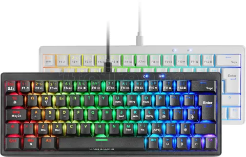 Photo de Clavier Gamer mécanique (Yellow Silent) Mars Gaming MKMiniPro RGB (Noir)