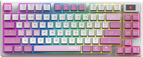 Photo de Clavier Gamer sans fil Bluetooth mécanique MSI Forge GK600 TKL RGB (Blanc/Violet)