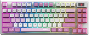 Photo de Clavier Gamer sans fil Bluetooth mécanique MSI Forge GK600 TKL RGB (Blanc/Violet)