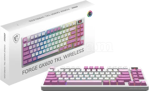 Photo de Clavier Gamer sans fil Bluetooth mécanique MSI Forge GK600 TKL RGB (Blanc/Violet)