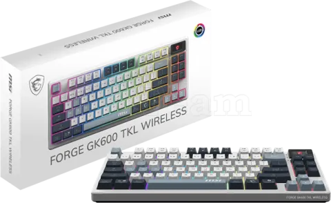 Photo de Clavier Gamer sans fil Bluetooth mécanique MSI Forge GK600 TKL Sky RGB (Blanc)