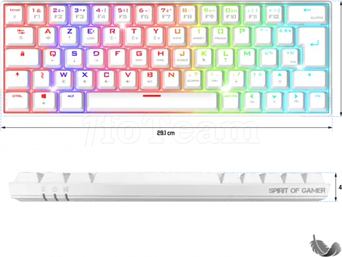 Photo de Clavier Gamer sans fil Bluetooth mécanique (Red Switch) Spirit of Gamer Xpert K200 TKL RGB (Blanc)