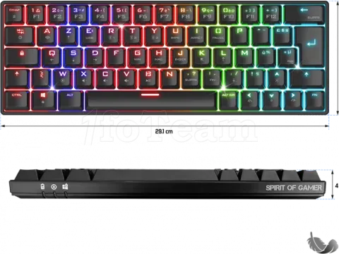 Photo de Clavier Gamer sans fil Bluetooth mécanique (Red Switch) Spirit of Gamer Xpert K200 TKL RGB (Noir)