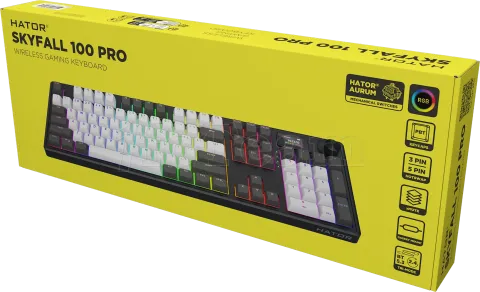 Photo de Clavier Gamer sans fil mécanique (Hator Aurum Linear) Hator Skyfall 100 Pro RGB (Noir/Blanc)