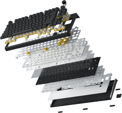 Photo de Clavier Gamer sans fil mécanique (Hator Aurum Linear) Hator Skyfall 100 Pro RGB (Noir/Blanc)