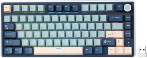 Photo de Clavier Gamer sans fil mécanique (Kailh Silver) RK Royal Kludge R75 RGB (Bleu/Blanc)