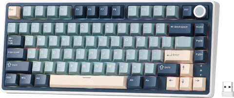 Photo de Clavier Gamer sans fil mécanique (Kailh Silver) RK Royal Kludge R75 RGB (Bleu/Blanc)