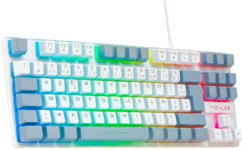 Photo de Clavier Gamer The G-Lab Keyz Caesium TKL RGB (Blanc/Gris)