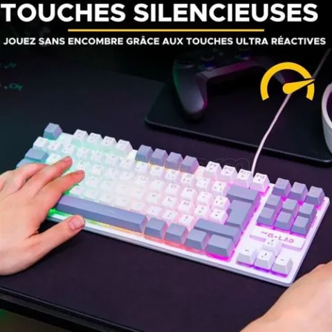 Photo de Clavier Gamer The G-Lab Keyz Caesium TKL RGB (Blanc/Gris)