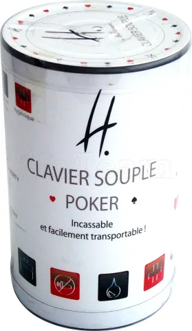 Photo de Clavier Halterrego Pliable, Roulable et Etanche USB/PS2 (Blanc/Motif Poker)