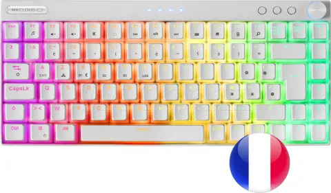 Photo de Clavier sans fil Bluetooth mécanique (Outemu SQ Pro Blue) Mars Gaming MK Cloud RGB (Blanc)