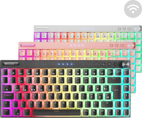 Photo de Clavier sans fil Bluetooth mécanique (Outemu SQ Pro Blue) Mars Gaming MK Cloud RGB (Noir)