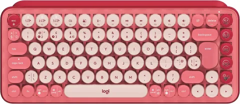 Photo de Clavier sans fil Bluetooth mécanique (Tactical Brown) Logitech Pop Keys (Rose)