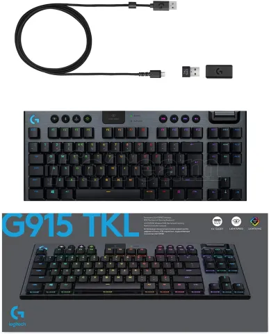 Photo de Clavier sans fil Gamer Logitech G915 TKL RGB (Noir)