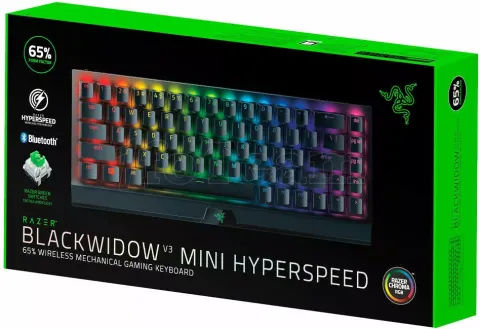 Photo de Clavier sans fil Gamer mécanique (Razer Green) Razer BlackWidow V3 Mini HyperSpeed RGB (Noir)