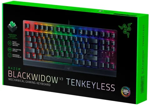 Photo de Clavier sans fil Gamer mécanique (Razer Green) Razer BlackWidow V3 Tenkeyless RGB (Noir)