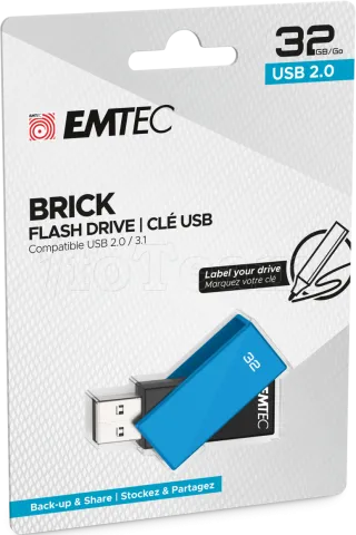 Photo de Clé USB 2.0 Emtec C350 Brick 2.0 - 32Go (Bleu)
