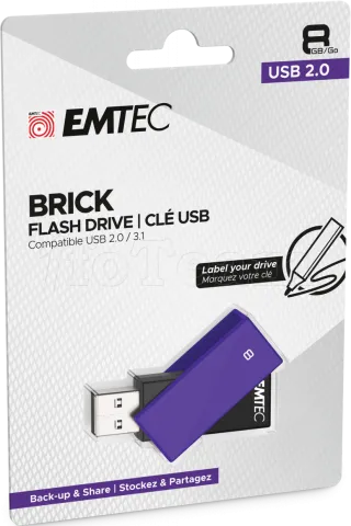 Photo de Clé USB 2.0 Emtec C350 Brick 2.0 - 8Go (Violet)