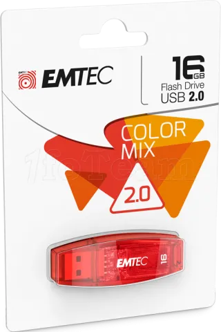 Photo de Clé USB 2.0 Emtec C410 Color Mix - 16Go (Rouge)