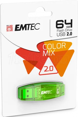 Photo de Clé USB 2.0 Emtec C410 Color Mix - 64Go (Vert)