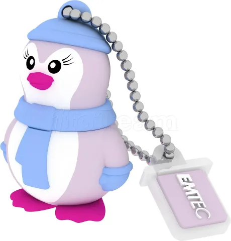 Photo de Clé USB 2.0 Emtec M336 Lady Penguin - 16Go (Bleu/Rose)