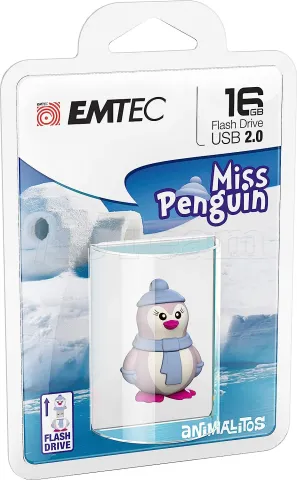 Photo de Clé USB 2.0 Emtec M336 Lady Penguin - 16Go (Bleu/Rose)