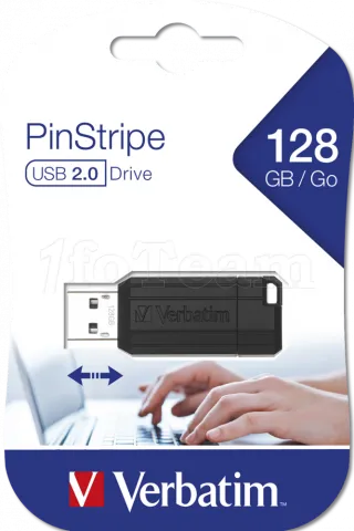 Photo de Clé USB 2.0 Verbatim PinStripe - 128Go (Noir)